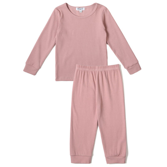 Girls Ribbed Pajama Long-Sleeves Mauve